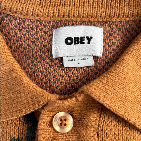 Obey Men's Washer Sweater with Pink and Green Floral Pattern - Picture 2 of 10